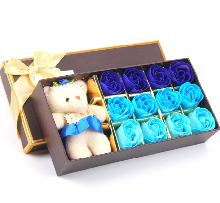 Подарочный набор "Мыльные розы" синий